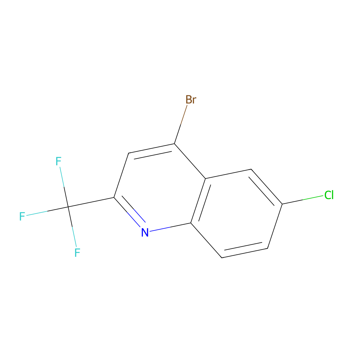 4-Bromo-6-chloro-2-(trifluoromethyl)quinoline molecular structure, CAS 18706-32-6