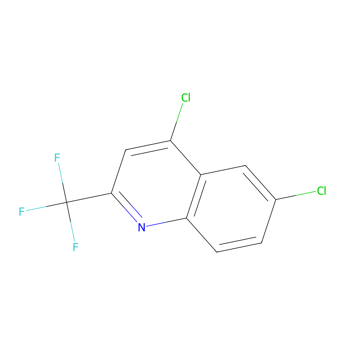4,6-Dichloro-2-(trifluoromethyl)quinoline molecular structure, CAS 18706-33-7