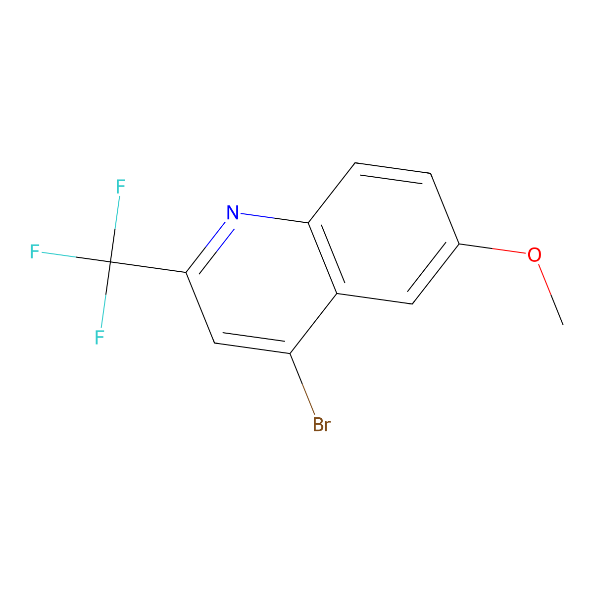 4-Bromo-6-methoxy-2-(trifluoromethyl)quinoline molecular structure, CAS 18706-38-2