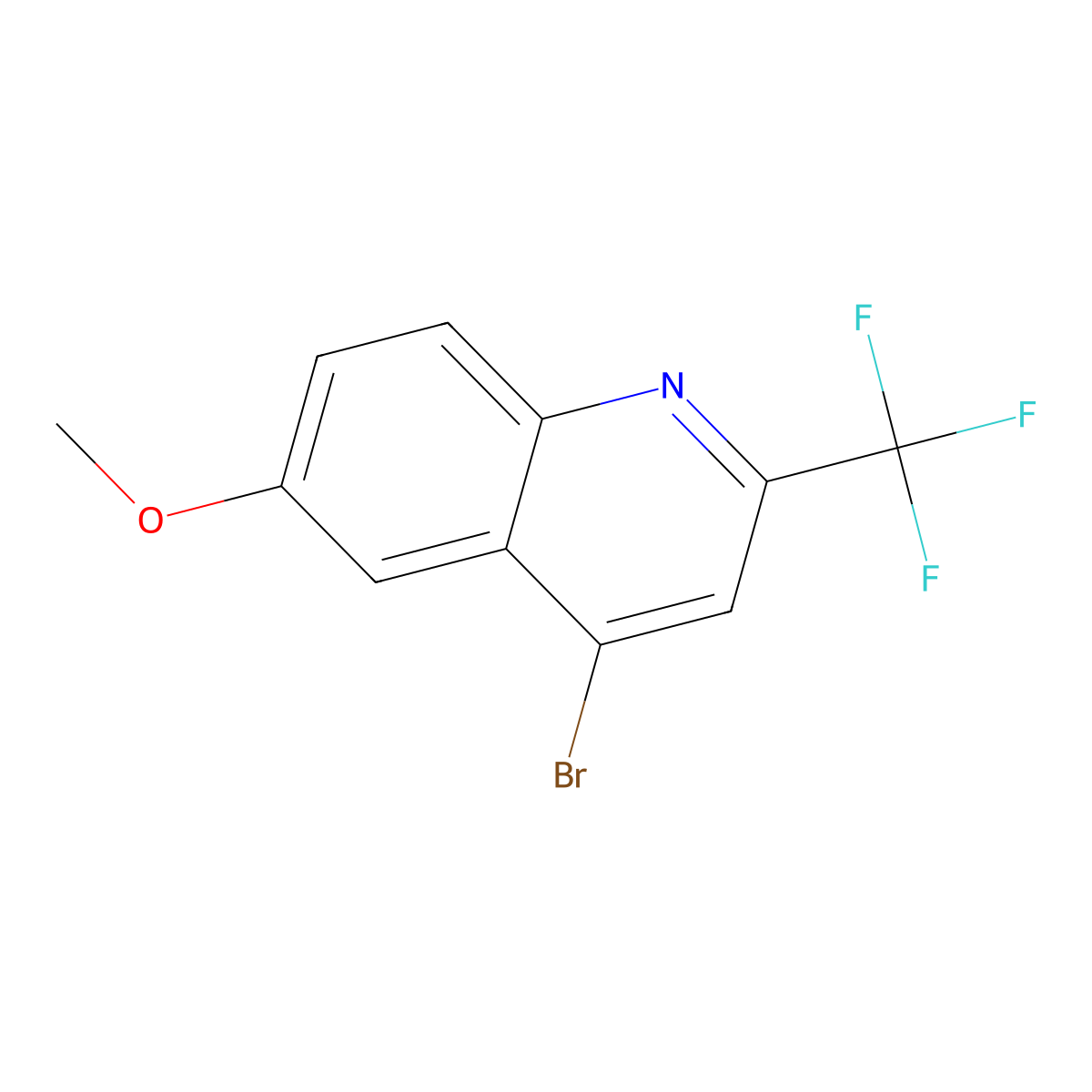 4-Bromo-6-methoxy-2-(trifluoromethyl)quinoline molecular structure, CAS 18706-38-2