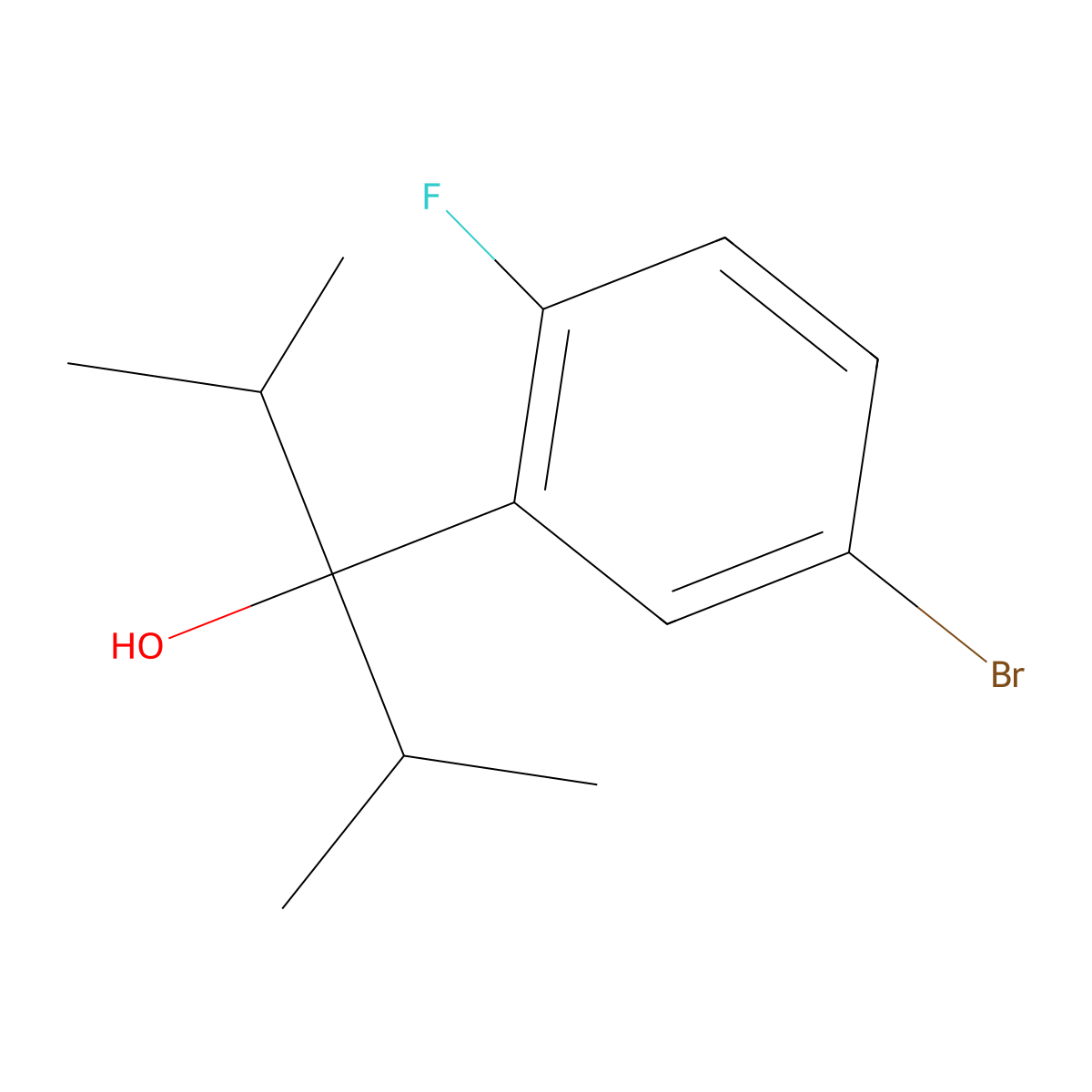 3-(5-Bromo-2-fluorophenyl)-2,4-dimethylpentan-3-ol molecular structure, CAS 1870602-72-4