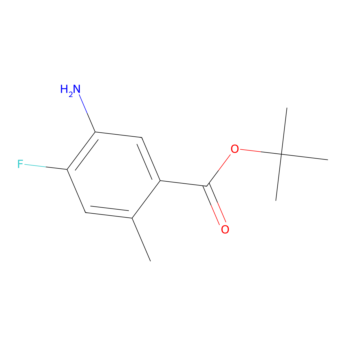 Tert-butyl 5-amino-4-fluoro-2-methylbenzoate molecular structure, CAS 1870610-63-1