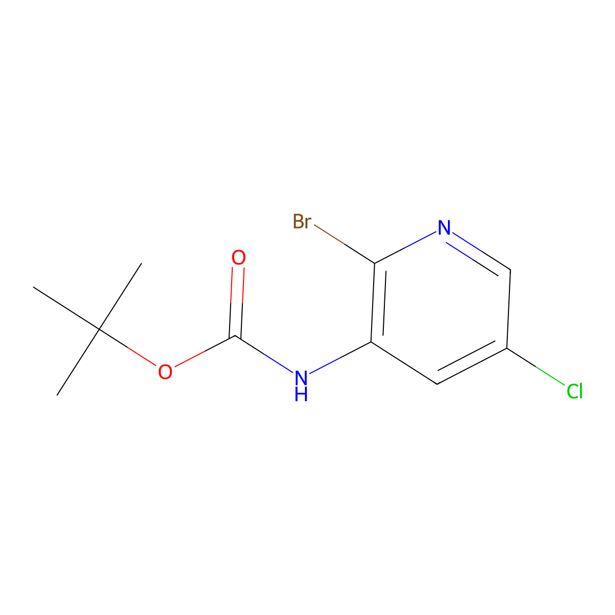 tert-butyl N-(2-bromo-5-chloro-3-pyridyl)carbamate molecular structure, CAS 1870679-03-0