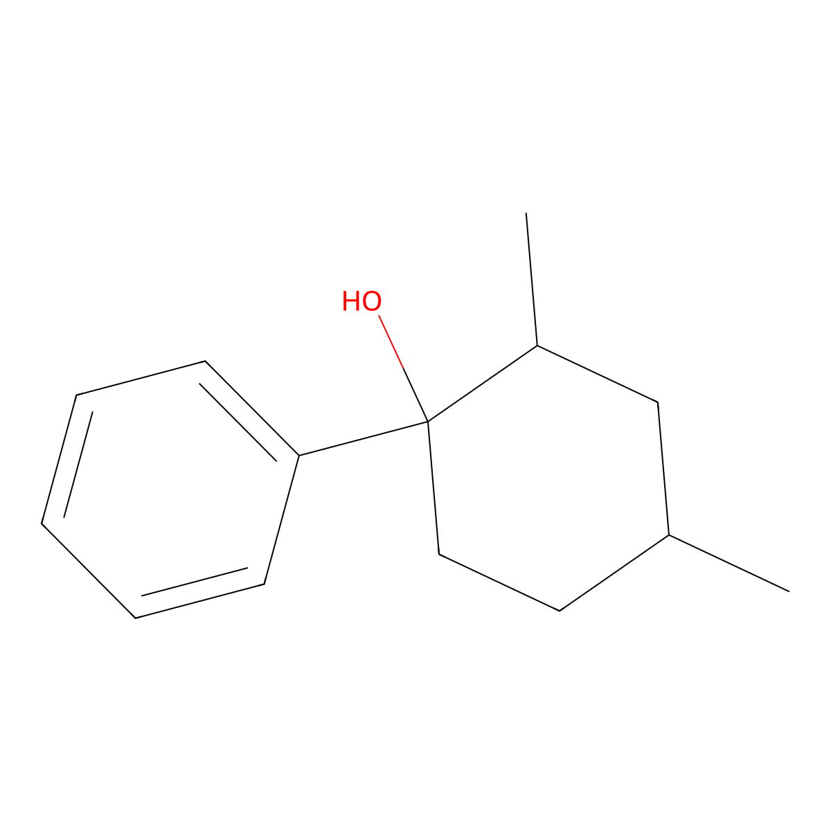 2,4-Dimethyl-1-phenylcyclohexan-1-ol molecular structure, CAS 18707-83-0