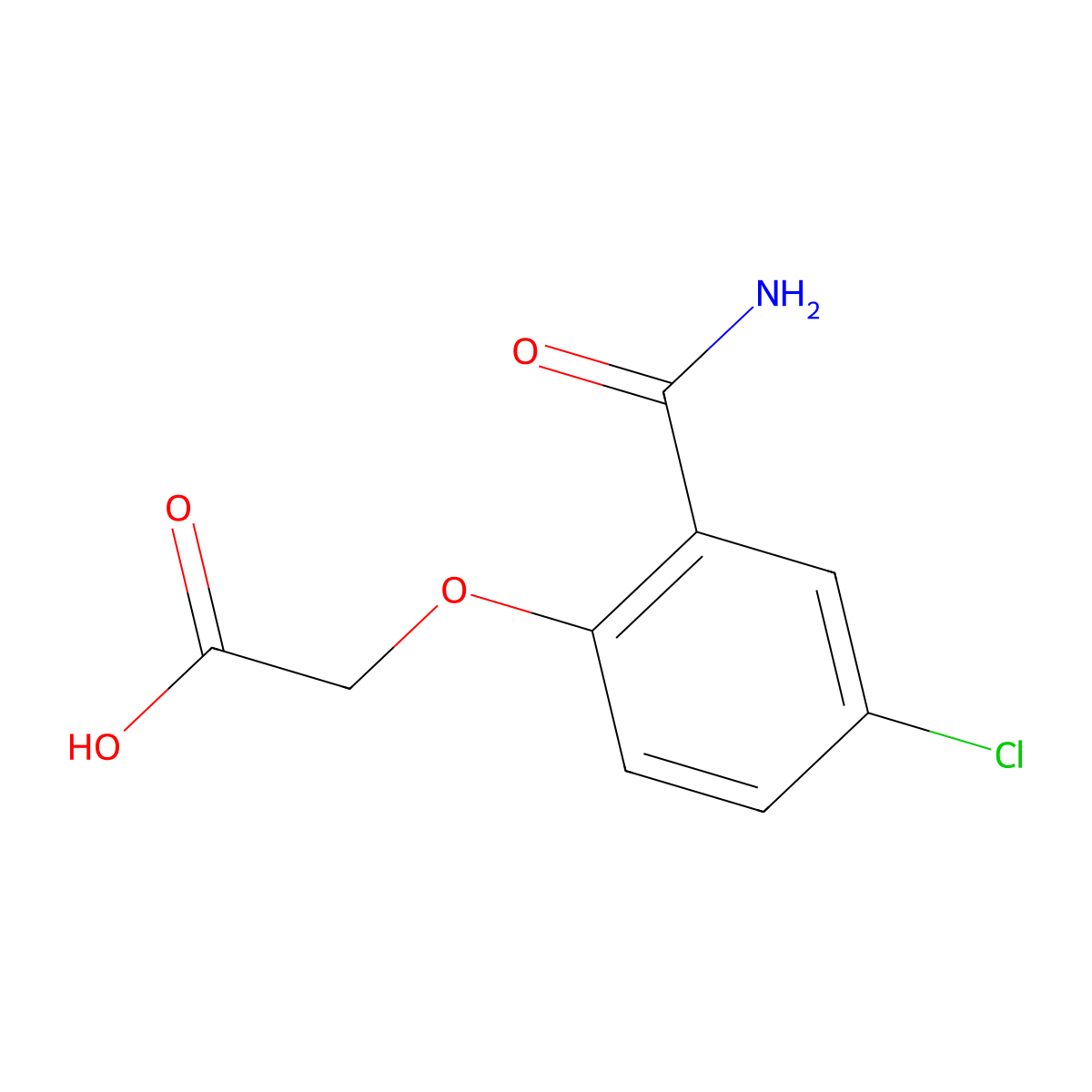 2-(2-Carbamoyl-4-chlorophenoxy)acetic acid molecular structure, CAS 1870710-29-4