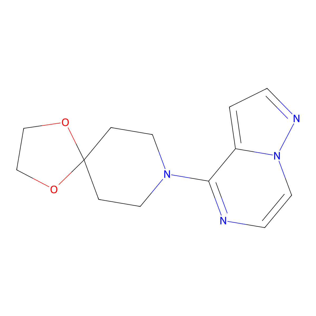 8-{Pyrazolo[1,5-a]pyrazin-4-yl}-1,4-dioxa-8-azaspiro[4.5]decane molecular structure, CAS 1870732-43-6