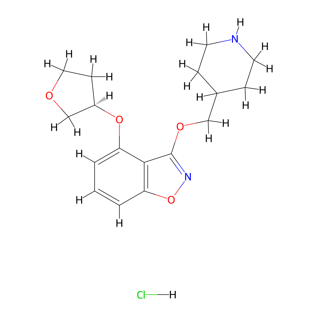 4-[(3R)-oxolan-3-yloxy]-3-[(piperidin-4-yl)methoxy]-1,2-benzoxazole hydrochloride molecular structure, CAS 1870788-96-7