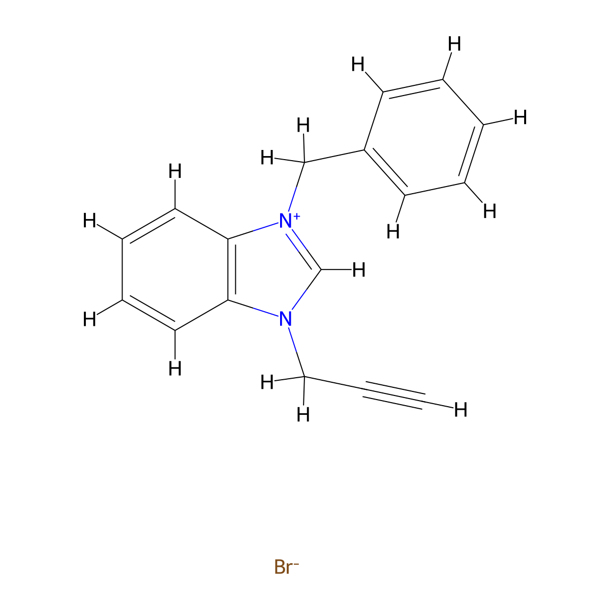 3-Benzyl-1-(prop-2-yn-1-yl)-1H-benzo[d]imidazol-3-ium bromide molecular structure, CAS 1870803-26-1