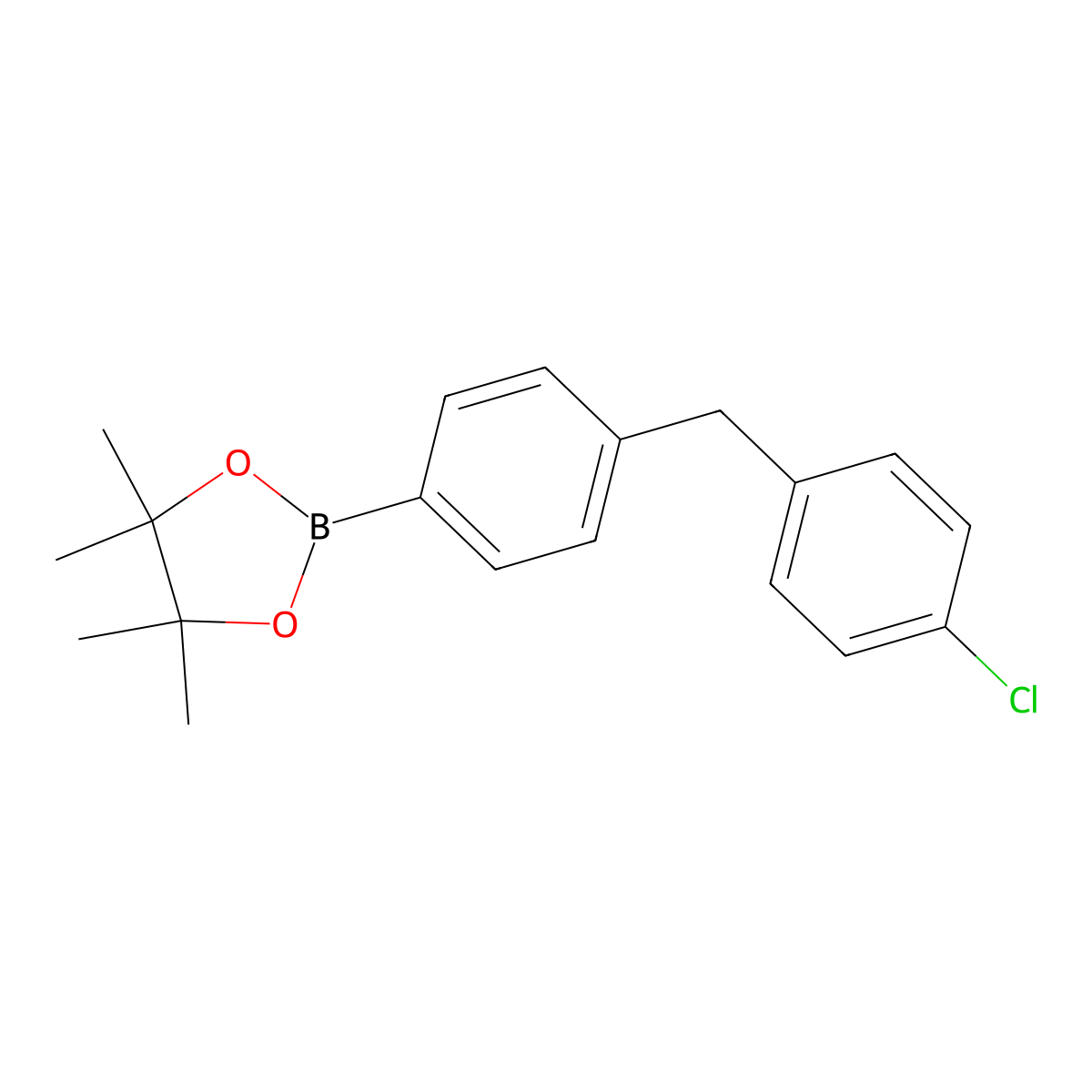 2-{4-[(4-Chlorophenyl)methyl]phenyl}-4,4,5,5-tetramethyl-1,3,2-dioxaborolane molecular structure, CAS 1870804-20-8