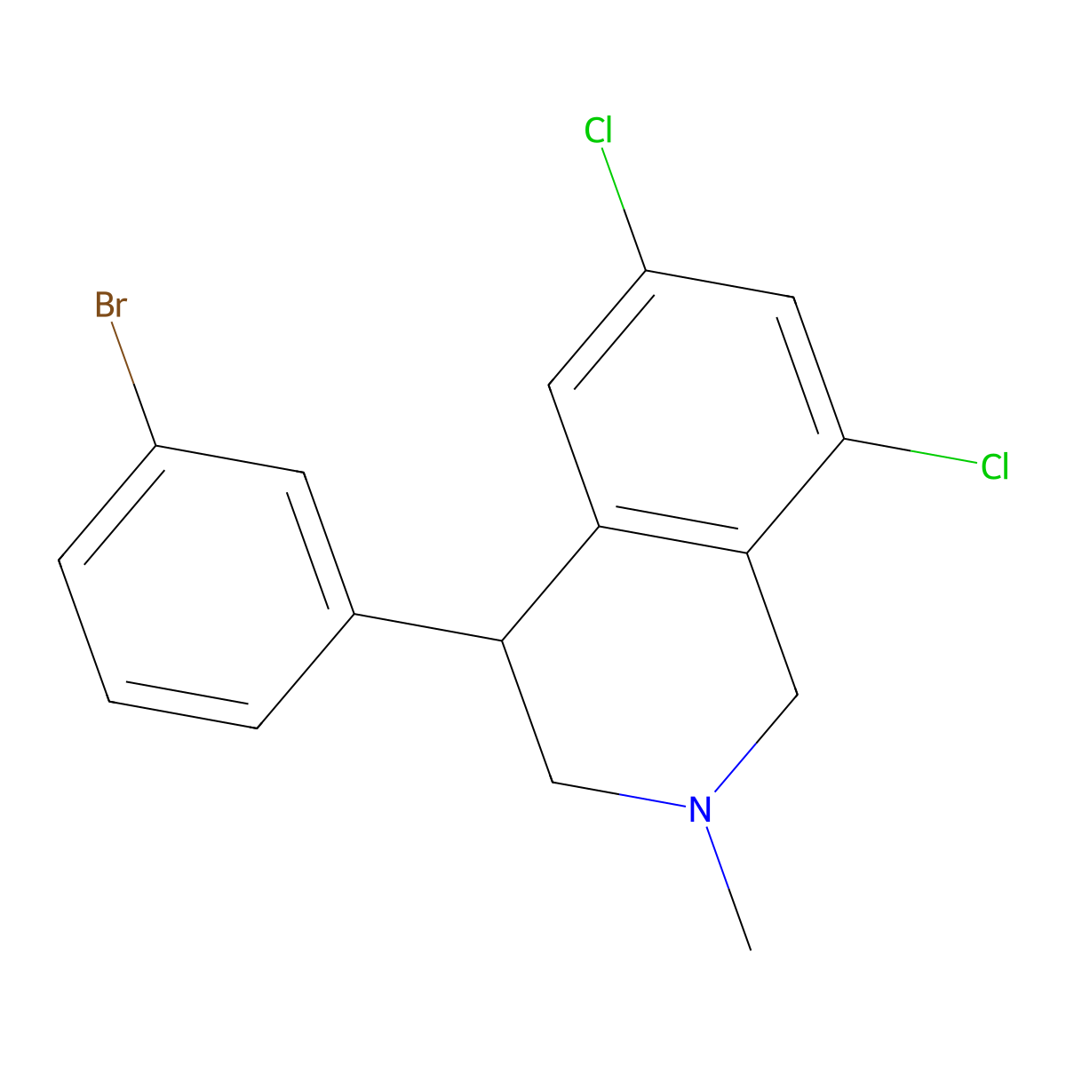 (S)-4-(3-bromophenyl)-6,8-dichloro-2-methyl-1,2,3,4-tetrahydroisoquinoline molecular structure, CAS 1870821-29-6