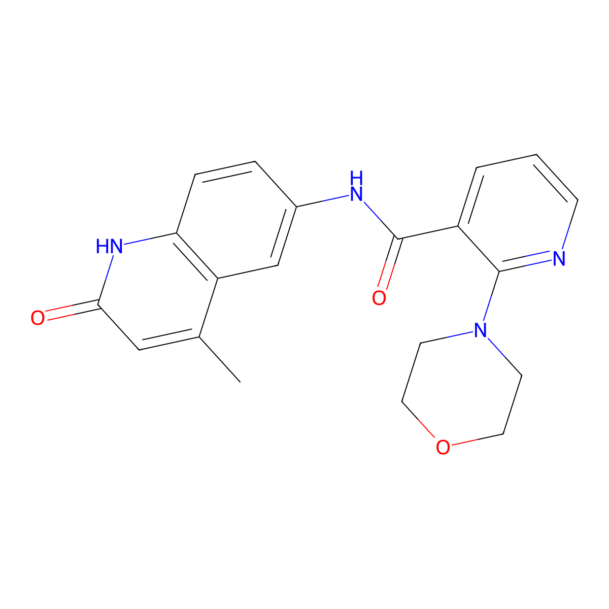 N-(4-methyl-2-oxo-1,2-dihydroquinolin-6-yl)-2-(morpholin-4-yl)pyridine-3-carboxamide molecular structure, CAS 1870849-58-3