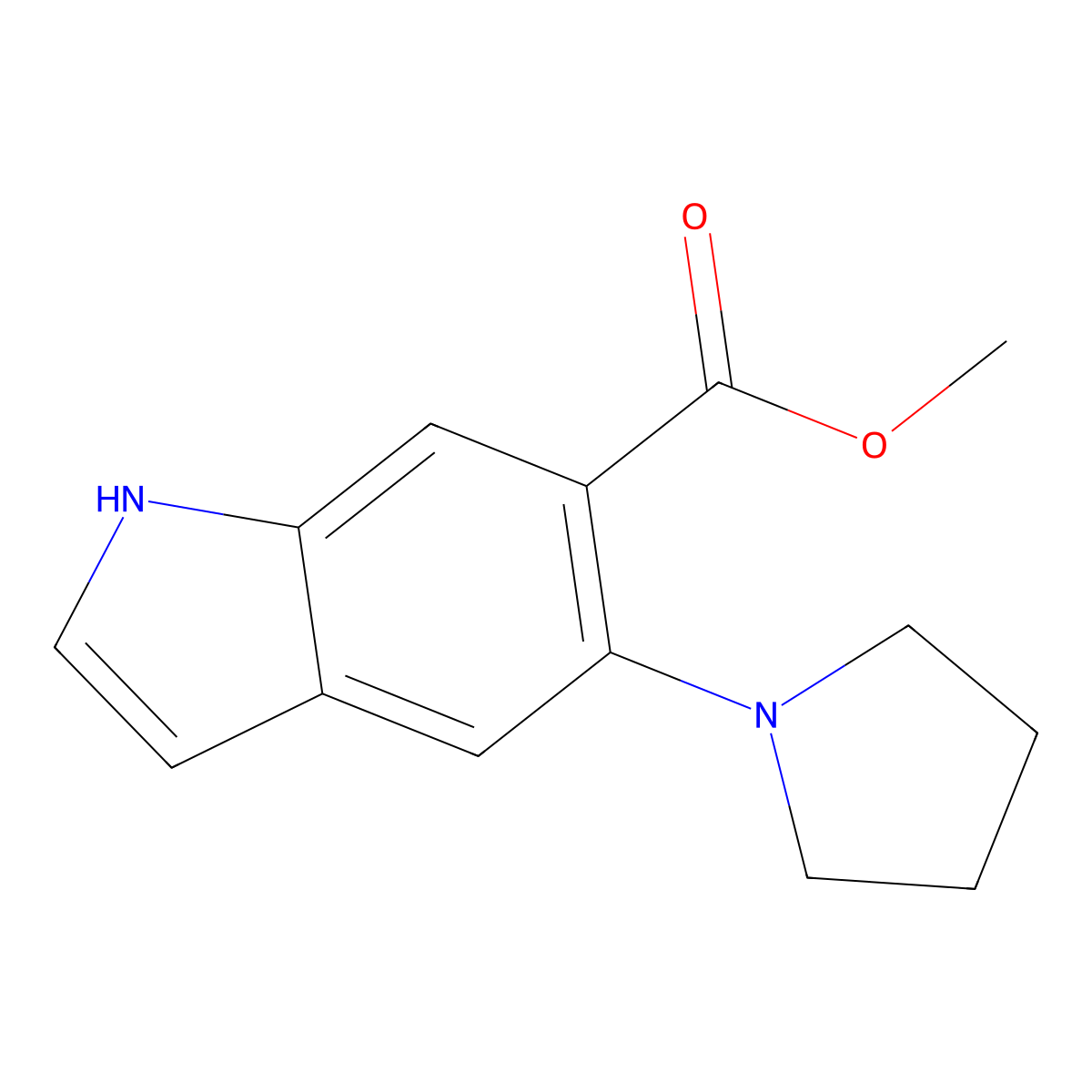 5-(1-Pyrrolidinyl)-1H indole-6-carboxylic acid methyl ester molecular structure, CAS 1870853-70-5