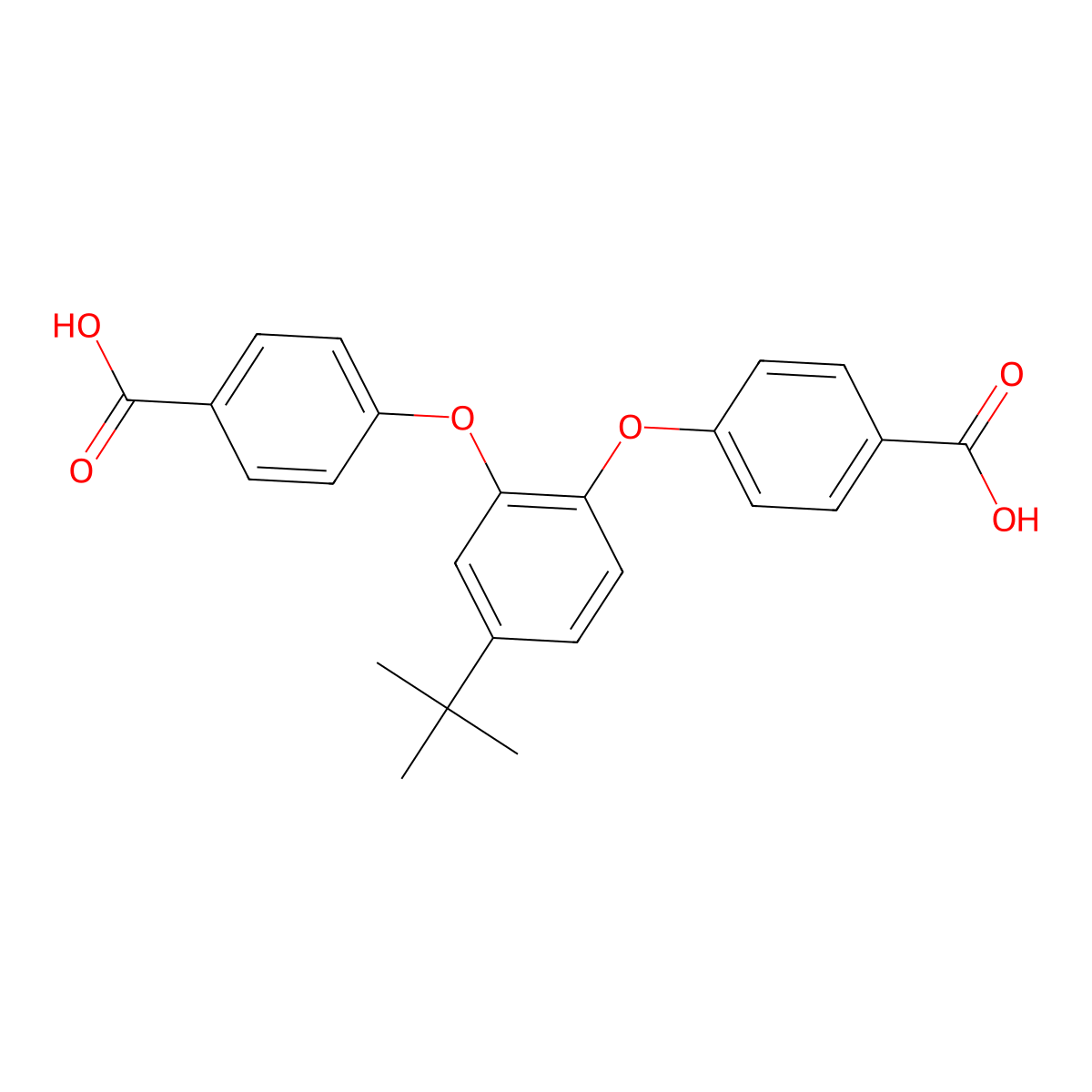 Benzoic acid, 4,4'-[[4-(1,1-dimethylethyl)-1,2-phenylene]bis(oxy)]bis- molecular structure, CAS 187088-67-1