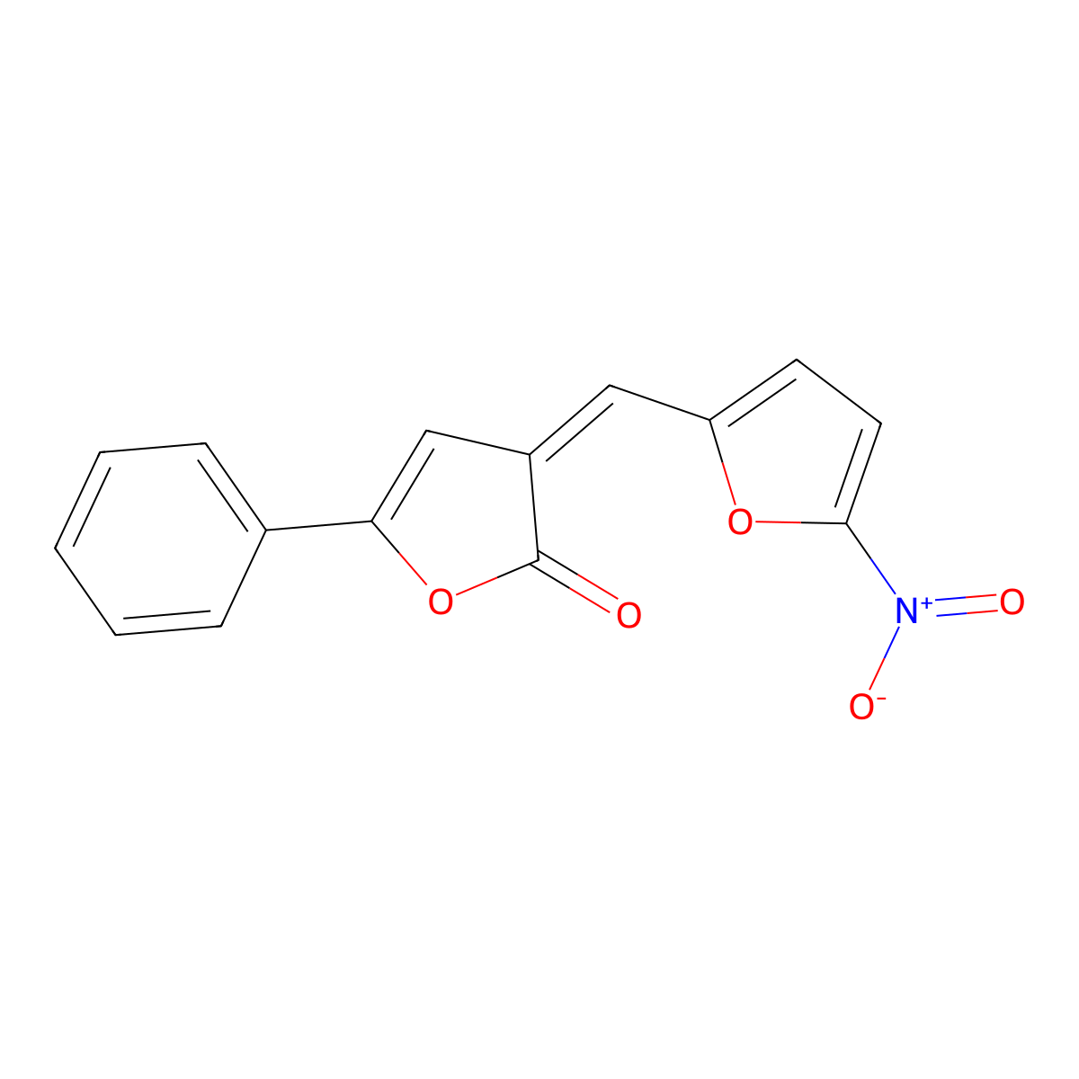 3-[(5-Nitro-2-furanyl)methylene]-5-phenyl-2(3H)-furanone molecular structure, CAS 18709-53-0