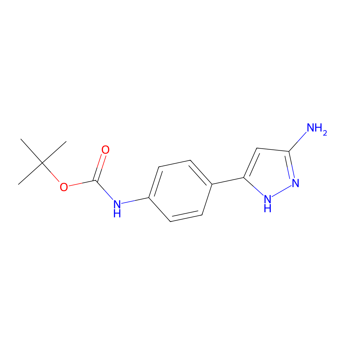 tert-butyl N-(4-(3-amino-1H-pyrazol-5-yl)phenyl)carbamate molecular structure, CAS 1870901-39-5