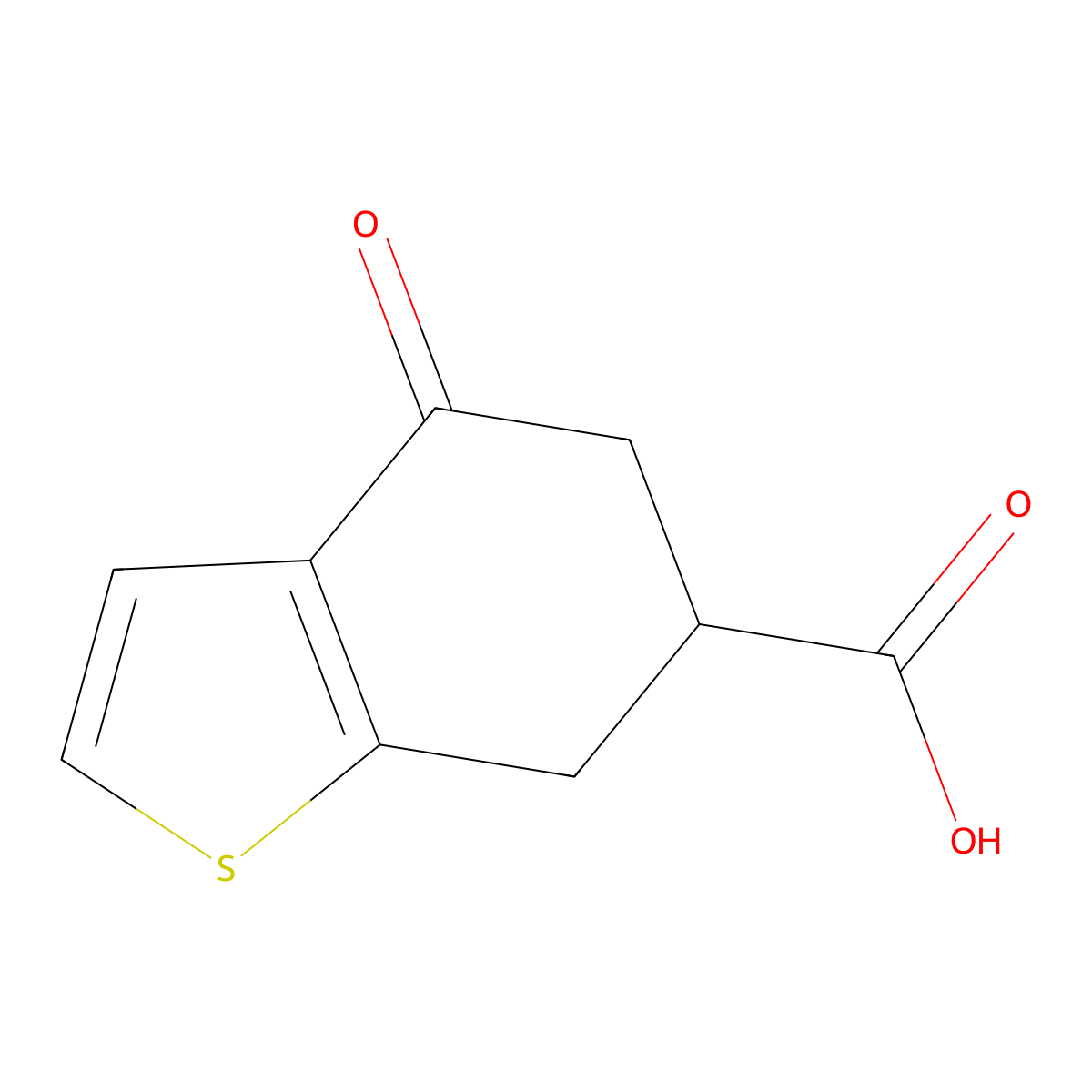 4-Oxo-4,5,6,7-tetrahydro-1-benzothiophene-6-carboxylic acid molecular structure, CAS 187097-45-6