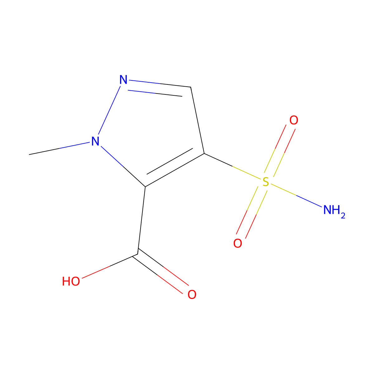 2-Methyl-4-sulfamoylpyrazole-3-carboxylic acid molecular structure, CAS 1870989-58-4