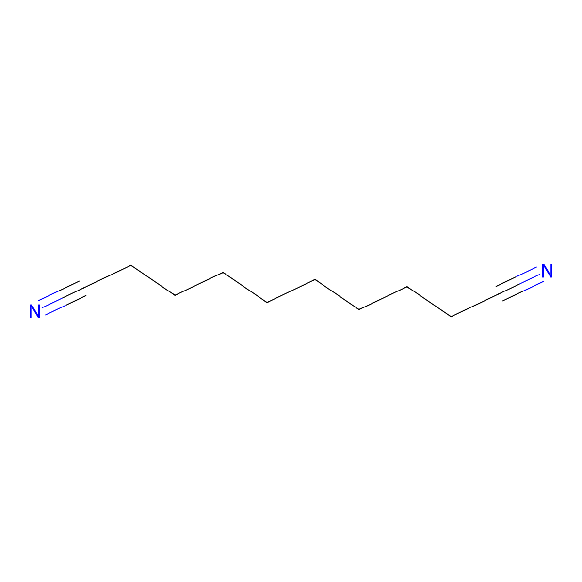 Decanedinitrile molecular structure, CAS 1871-96-1