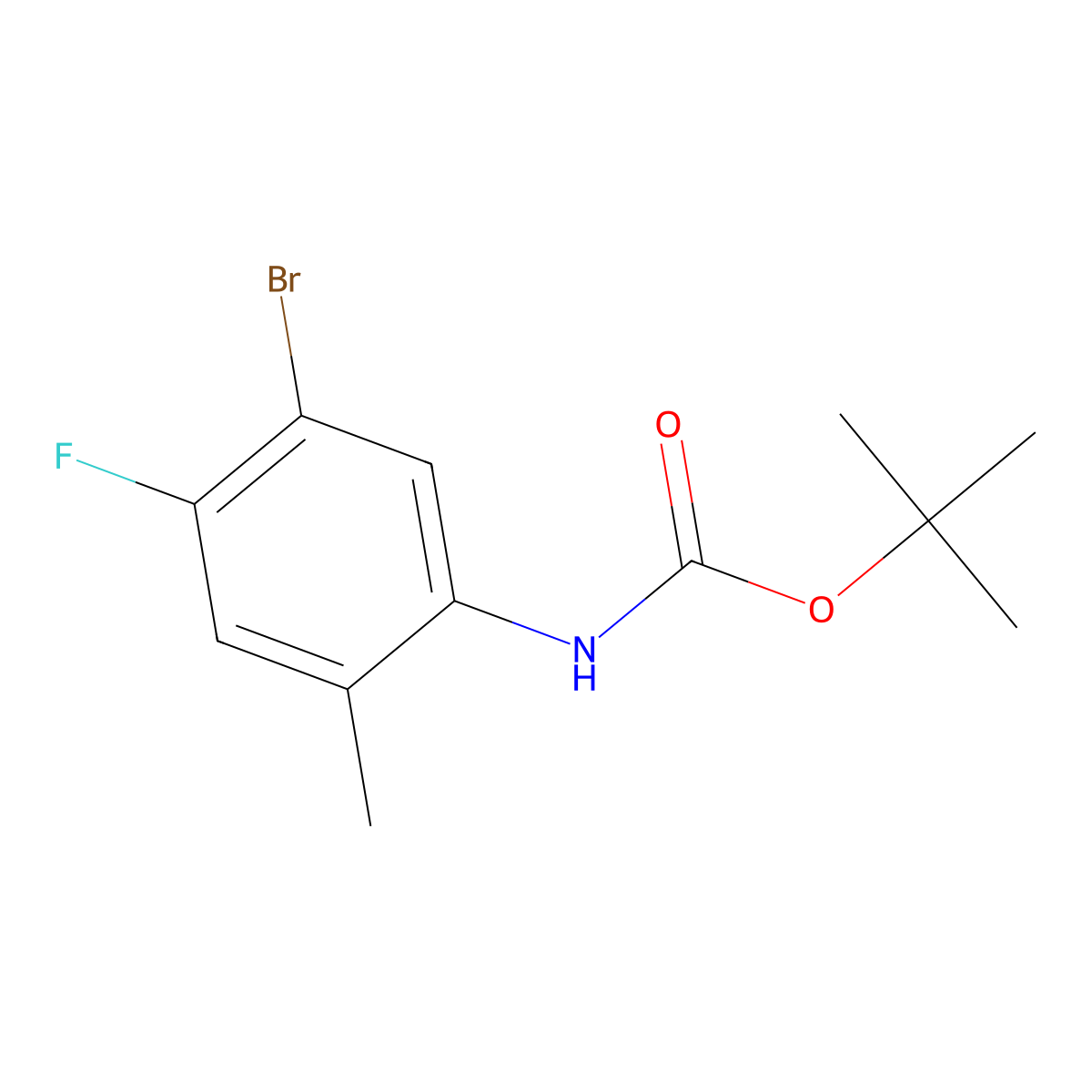 tert-butyl N-(5-bromo-4-fluoro-2-methylphenyl)carbamate molecular structure, CAS 1871045-60-1