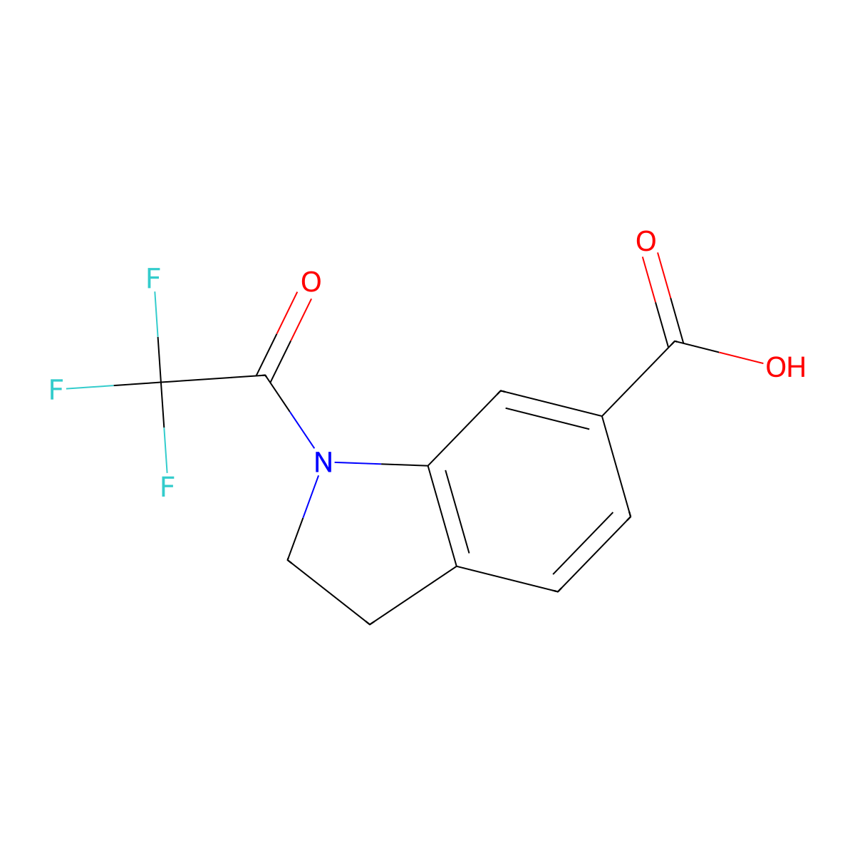 1-(trifluoroacetyl)-2,3-dihydro-1H-indole-6-carboxylic acid molecular structure, CAS 1871151-16-4