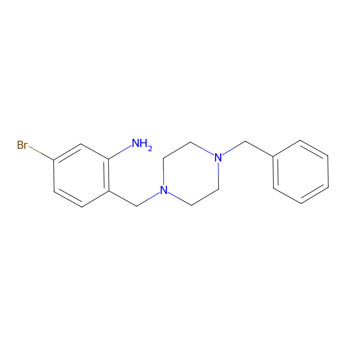 2-[(4-Benzylpiperazin-1-yl)methyl]-5-bromoaniline molecular structure, CAS 1871163-99-3