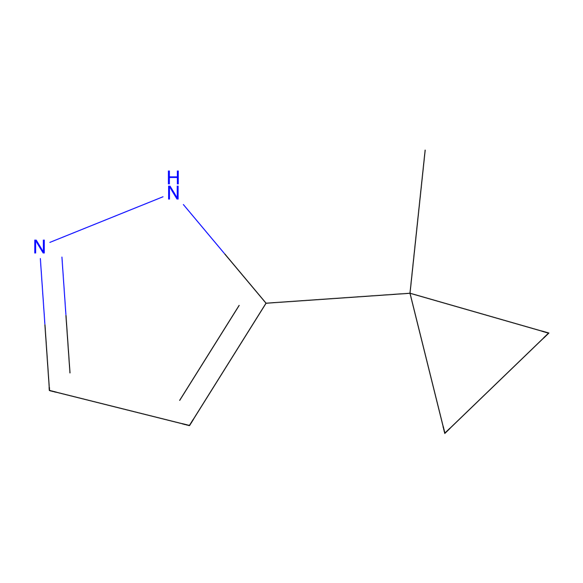 3-(1-methylcyclopropyl)-1H-pyrazole molecular structure, CAS 18712-28-2