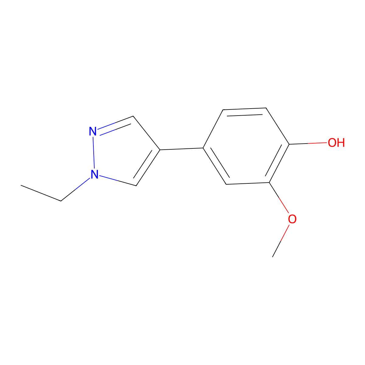 4-(1-Ethyl-1H-pyrazol-4-yl)-2-methoxyphenol molecular structure, CAS 1871250-61-1