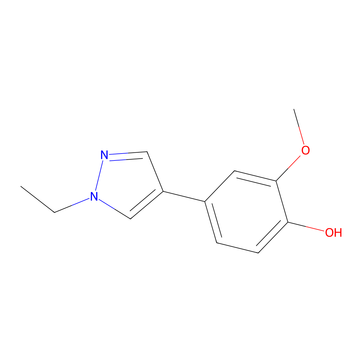4-(1-Ethyl-1H-pyrazol-4-yl)-2-methoxyphenol molecular structure, CAS 1871250-61-1