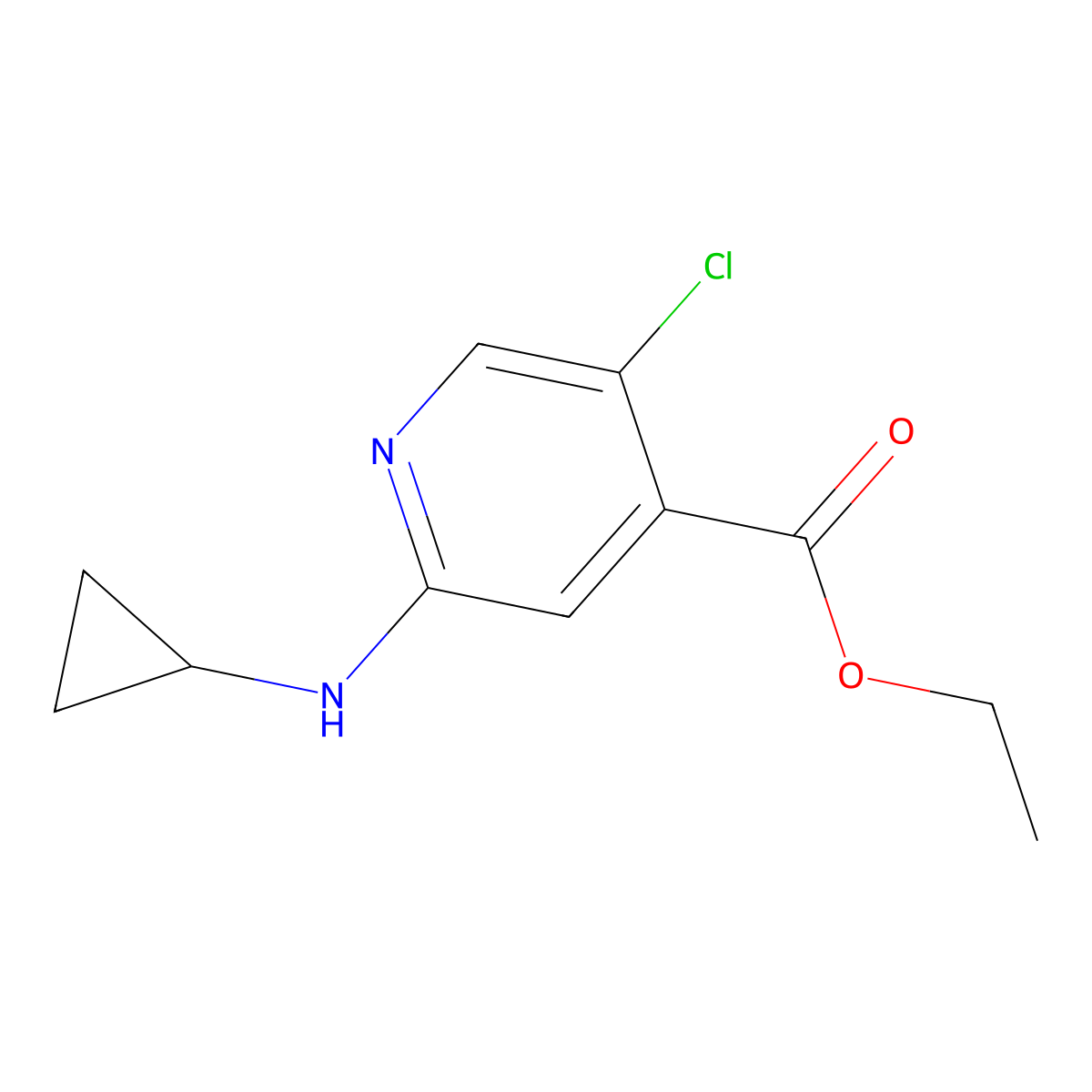 Ethyl 5-chloro-2-(cyclopropylamino)pyridine-4-carboxylate molecular structure, CAS 1871268-12-0