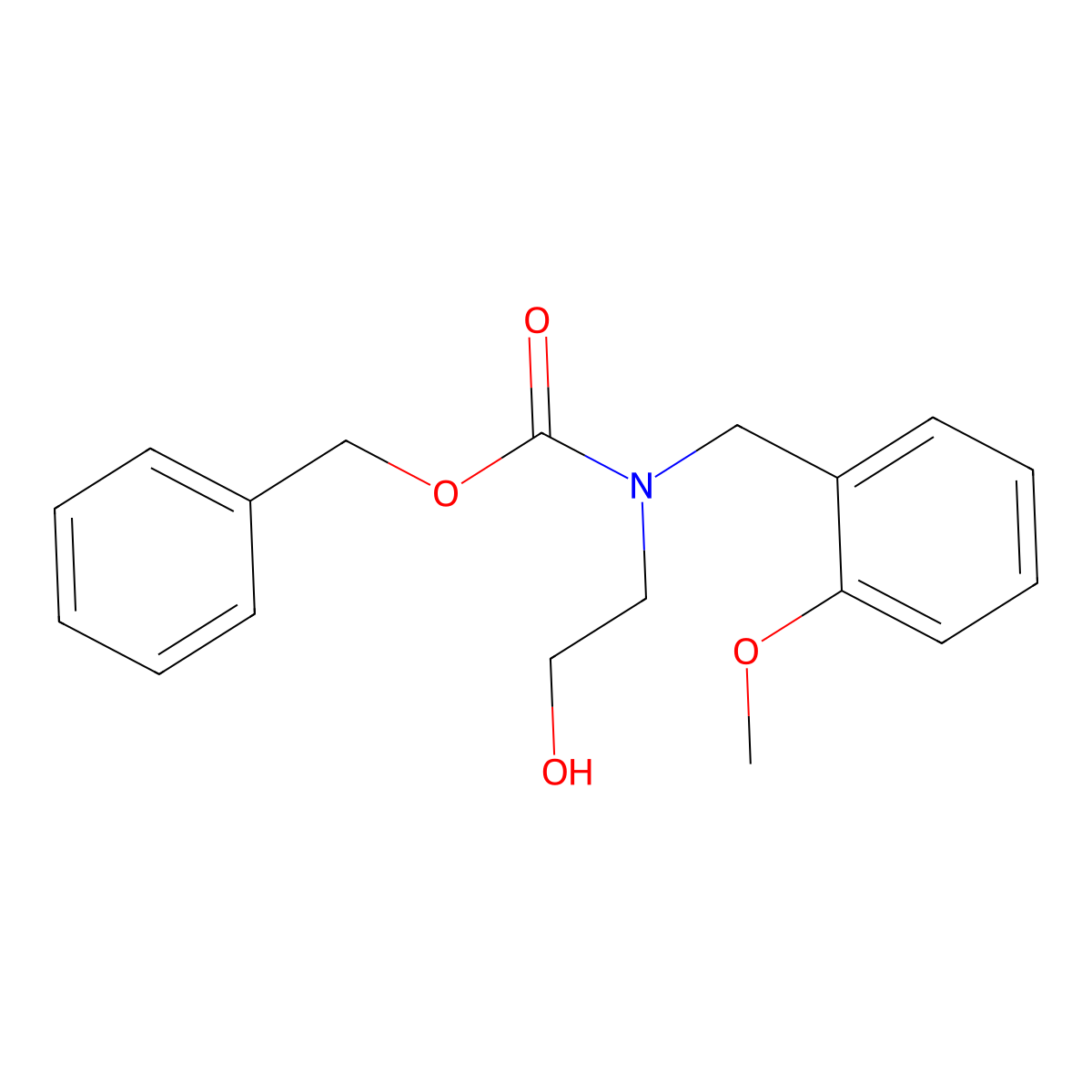 benzyl N-(2-hydroxyethyl)-N-[(2-methoxyphenyl)methyl]carbamate molecular structure, CAS 1871373-15-7
