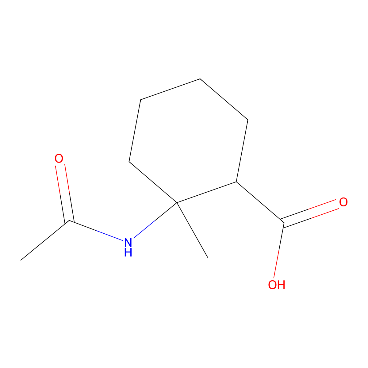 2-Acetamido-2-methylcyclohexane-1-carboxylic acid molecular structure, CAS 1871378-04-9