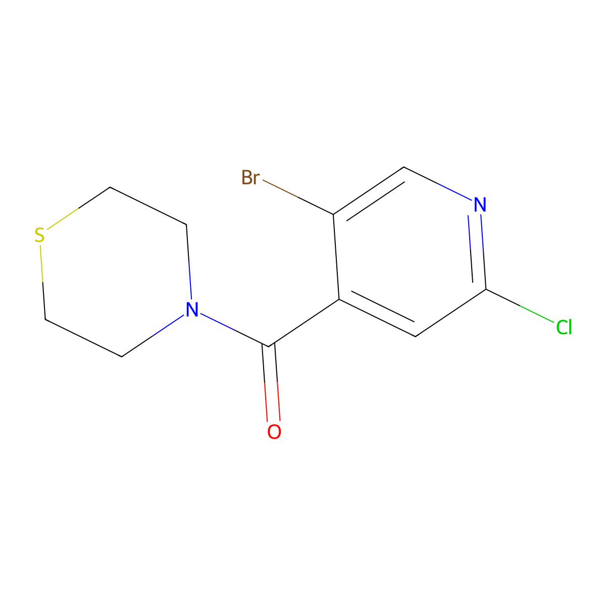 (5-Bromo-2-chloropyridin-4-yl)(thiomorpholino)methanone molecular structure, CAS 1871486-46-2