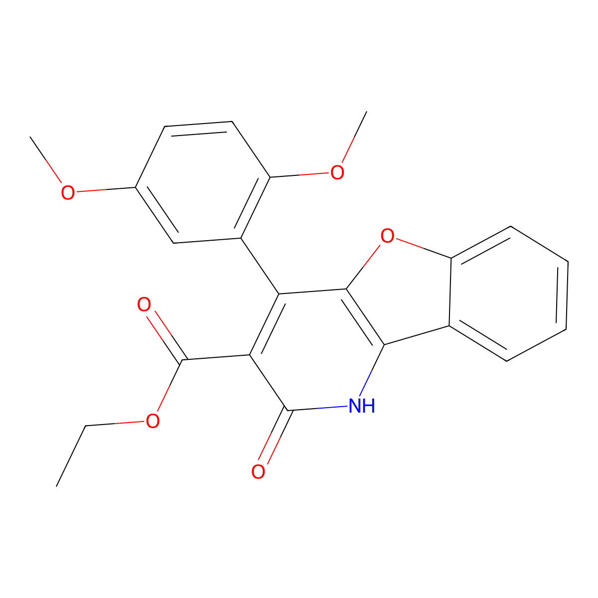 Ethyl 4-(2,5-dimethoxyphenyl)-2-oxo-1,2-dihydro[1]benzofuro[3,2-b]pyridine-3-carboxylate molecular structure, CAS 187152-34-7