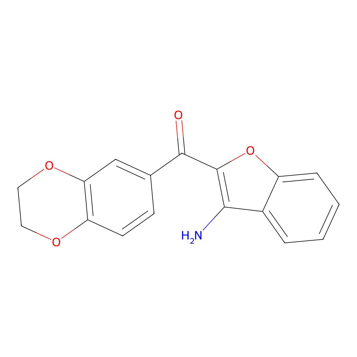 2-(2,3-Dihydro-1,4-benzodioxine-6-carbonyl)-1-benzofuran-3-amine molecular structure, CAS 187154-67-2