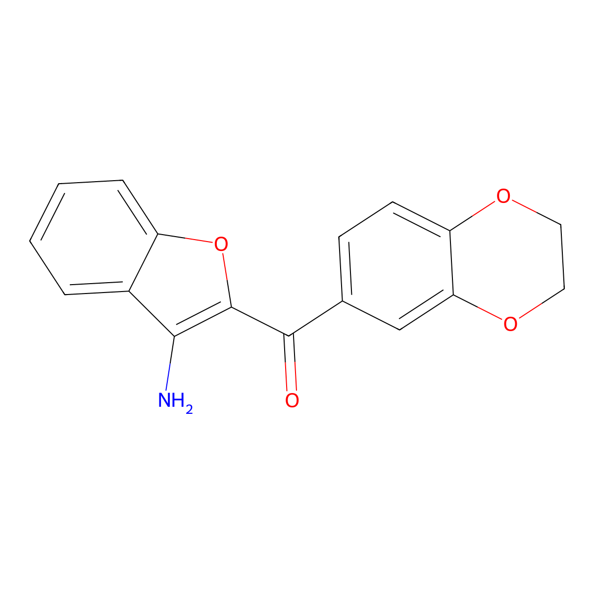 2-(2,3-Dihydro-1,4-benzodioxine-6-carbonyl)-1-benzofuran-3-amine molecular structure, CAS 187154-67-2