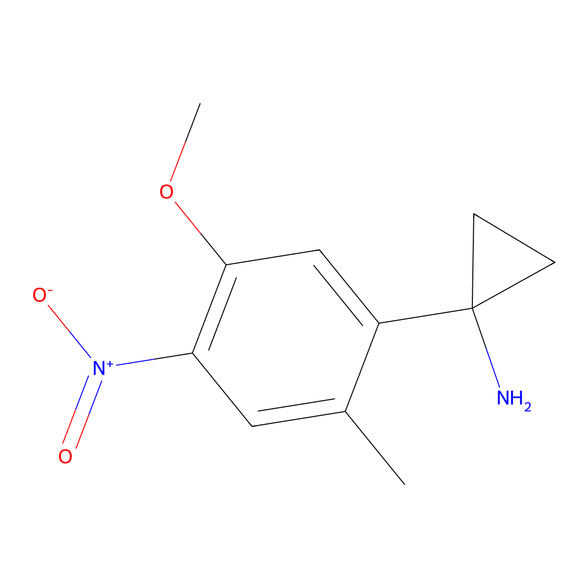 1-(5-Methoxy-2-methyl-4-nitrophenyl)cyclopropan-1-amine molecular structure, CAS 1871606-61-9