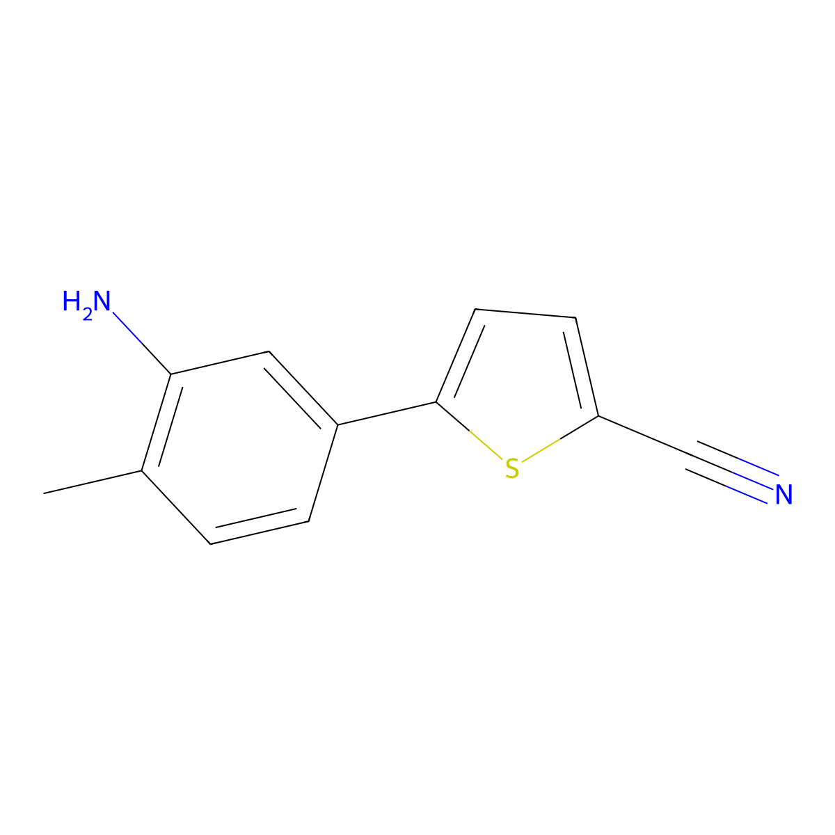 5-(3-Amino-4-methylphenyl)thiophene-2-carbonitrile molecular structure, CAS 1871611-18-5