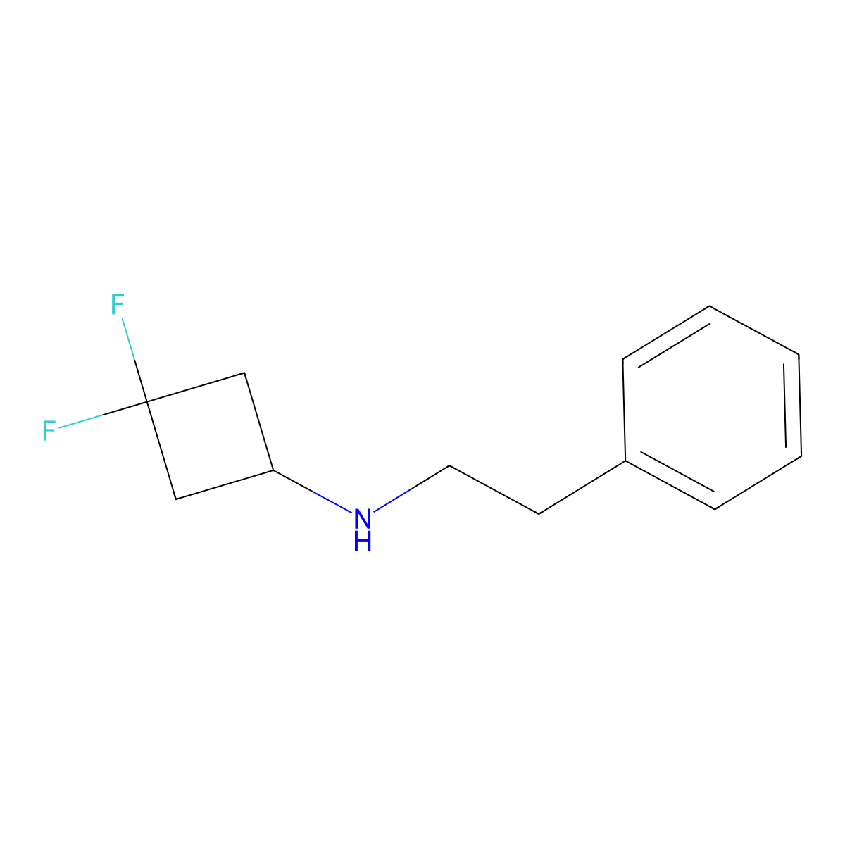 3,3-Difluoro-N-phenethylcyclobutanamine molecular structure, CAS 1871634-33-1