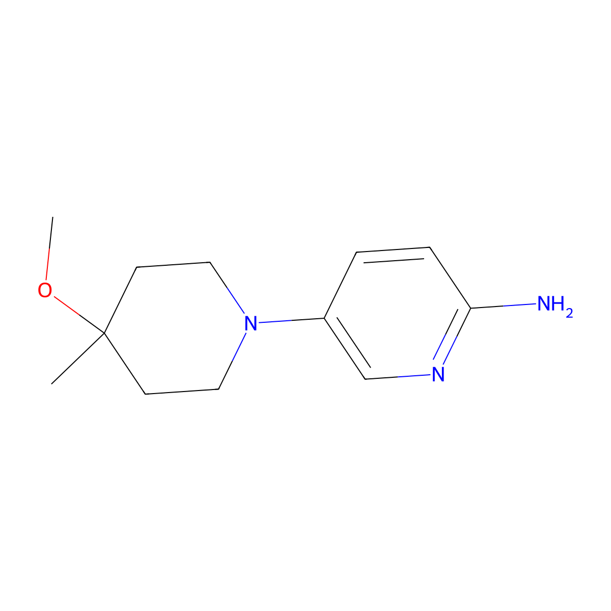 5-(4-Methoxy-4-methylpiperidin-1-yl)pyridin-2-amine molecular structure, CAS 1871641-90-5