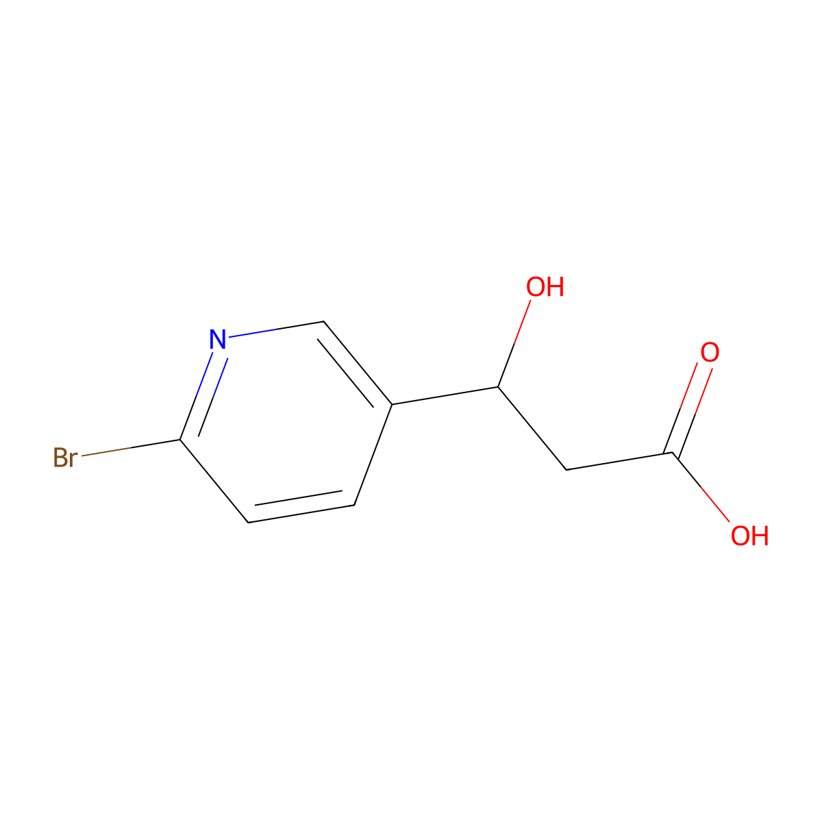 3-(6-Bromopyridin-3-yl)-3-hydroxypropanoic acid molecular structure, CAS 1871693-70-7
