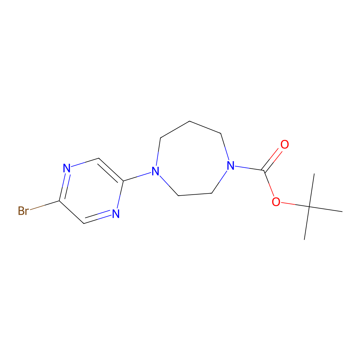 tert-Butyl 4-(5-bromopyrazin-2-yl)-1,4-diazepane-1-carboxylate molecular structure, CAS 1871716-35-6