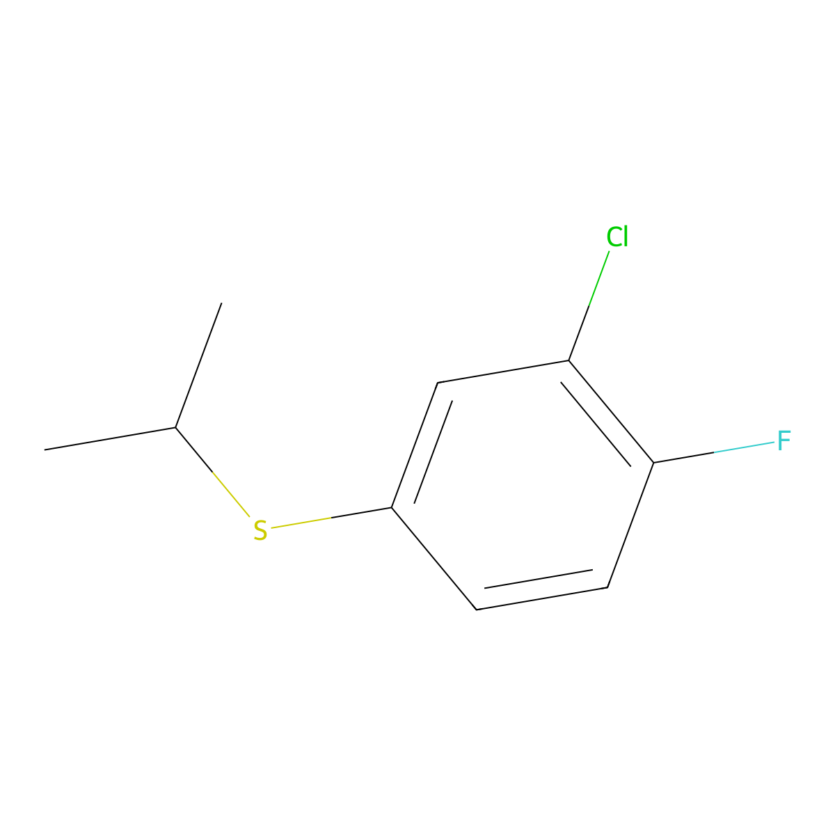 2-Chloro-1-fluoro-4-[(1-methylethyl)thio]benzene molecular structure, CAS 1871725-36-8