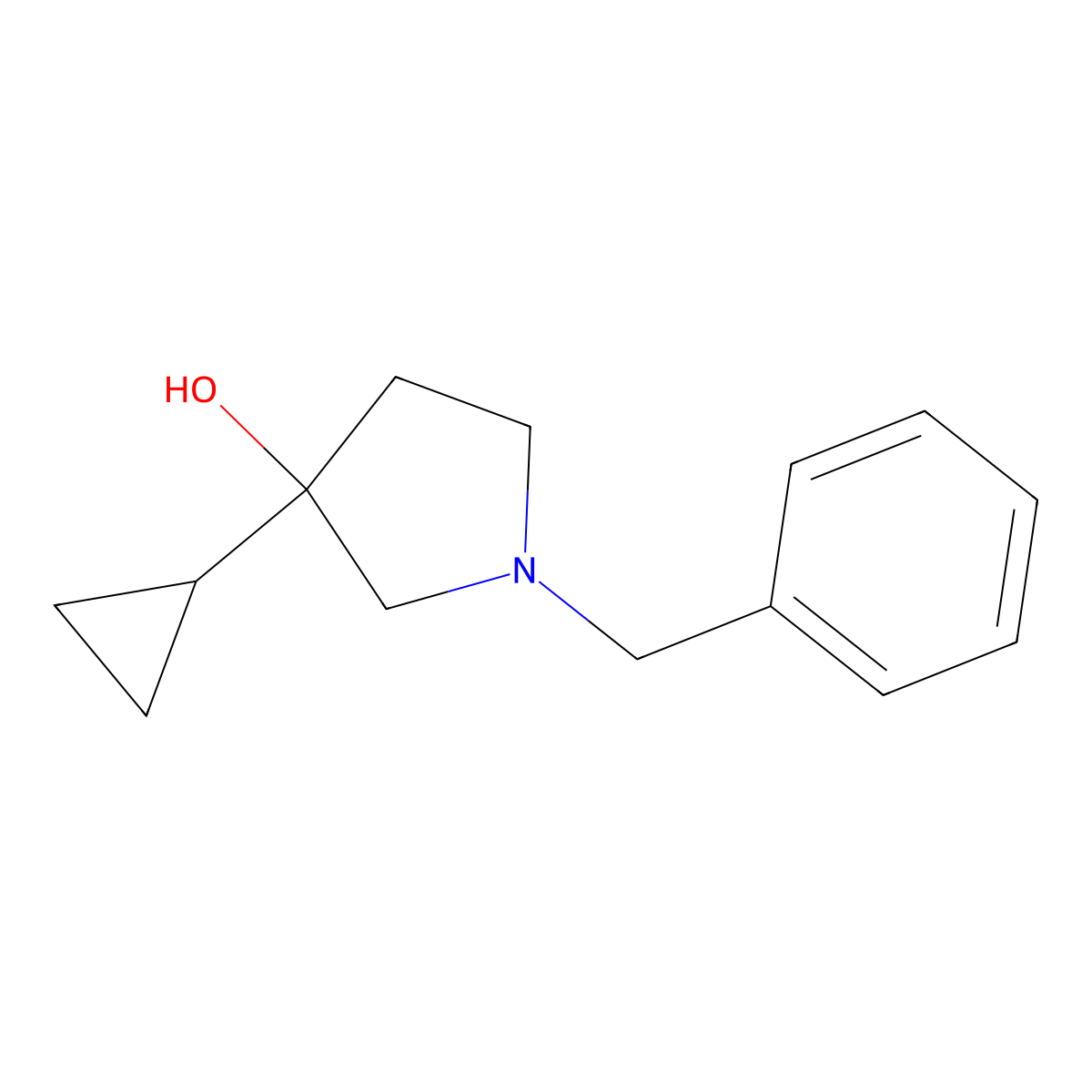 1-Benzyl-3-cyclopropyl-pyrrolidin-3-ol molecular structure, CAS 1871743-21-3