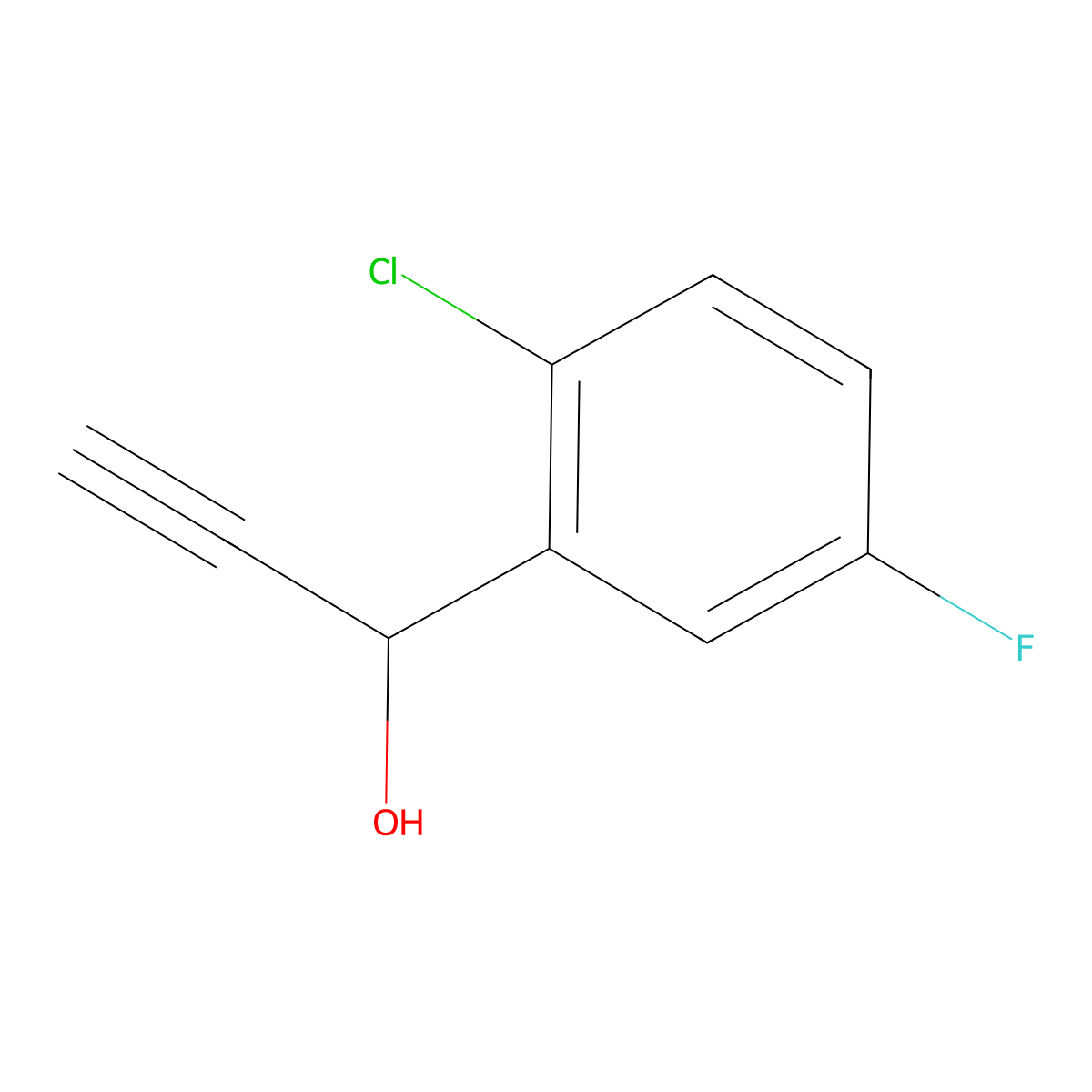 1-(2-Chloro-5-fluorophenyl)prop-2-yn-1-ol molecular structure, CAS 1871759-22-6