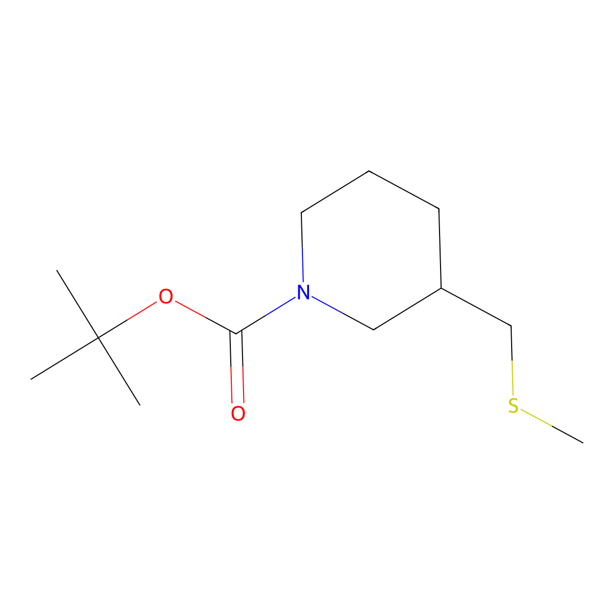 Tert-butyl 3-((methylthio)methyl)piperidine-1-carboxylate molecular structure, CAS 1871771-66-2