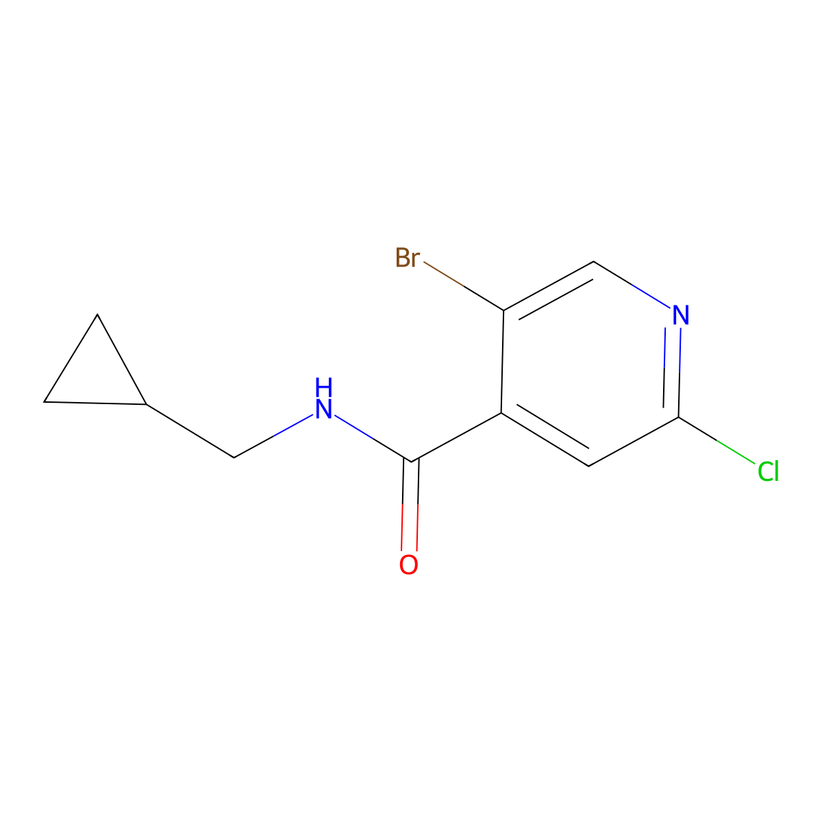 5-Bromo-2-chloro-N-(cyclopropylmethyl)isonicotinamide molecular structure, CAS 1871784-54-1