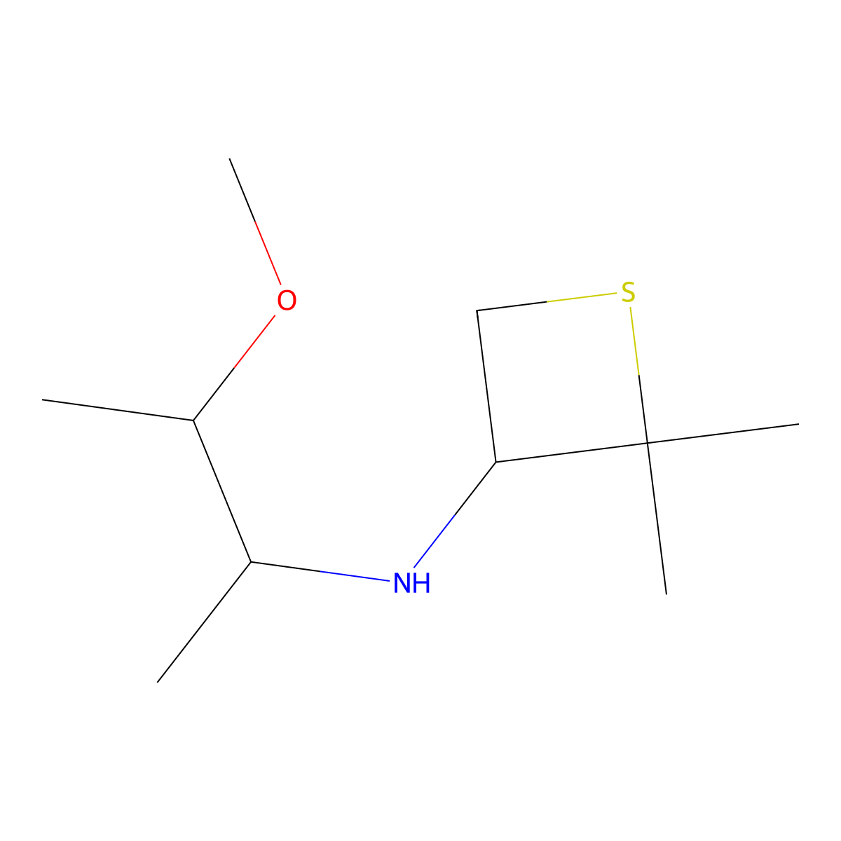 N-(3-Methoxybutan-2-yl)-2,2-dimethylthietan-3-amine molecular structure, CAS 1871811-37-8