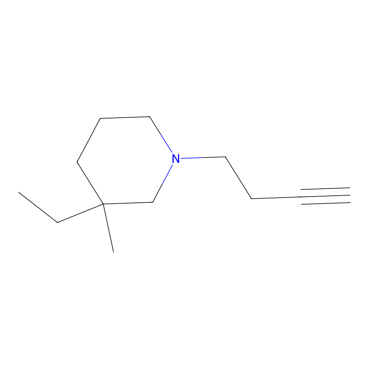 1-(But-3-yn-1-yl)-3-ethyl-3-methylpiperidine molecular structure, CAS 1871859-18-5