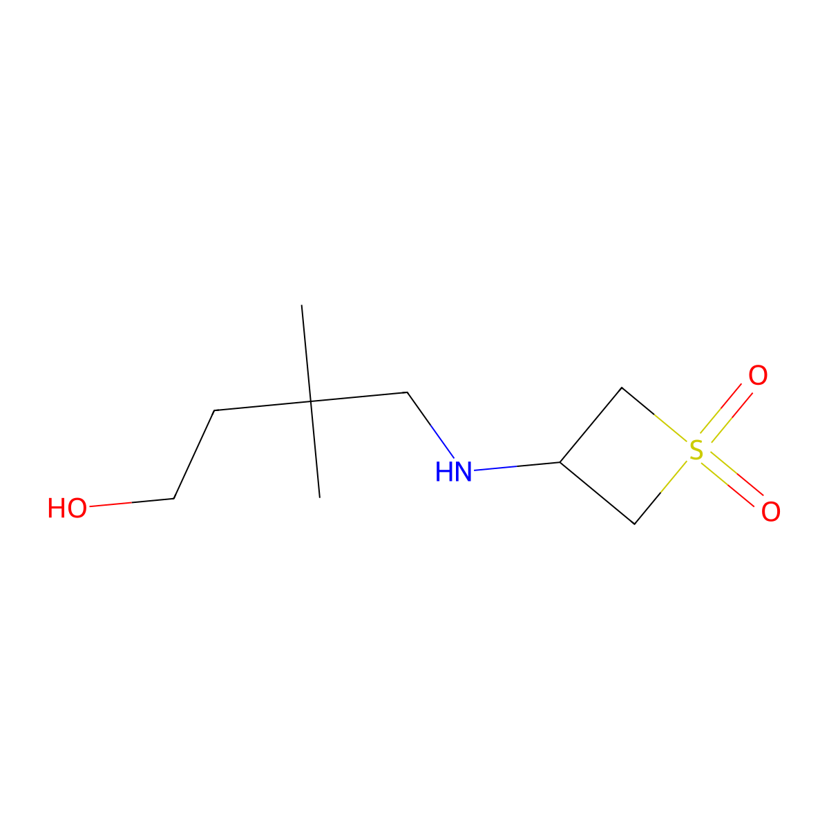 3-((4-Hydroxy-2,2-dimethylbutyl)amino)thietane 1,1-dioxide molecular structure, CAS 1871868-18-6