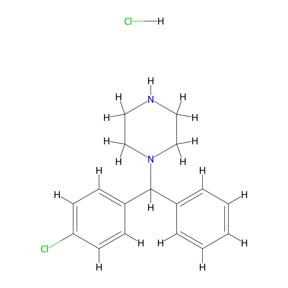 Piperazine, 1-((4-chlorophenyl)phenylmethyl)-, hydrochloride (1:?) molecular structure, CAS 18719-22-7